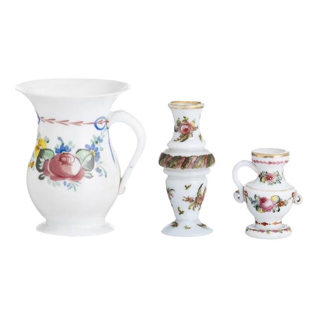 Glass and Crystal Jugs and Mug Set by La Granja, 19th Century, Set of 3 For Sale