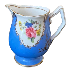 Vintage Royal Staffordshire Blue Mini Creamer with Gold Trim, Made in England