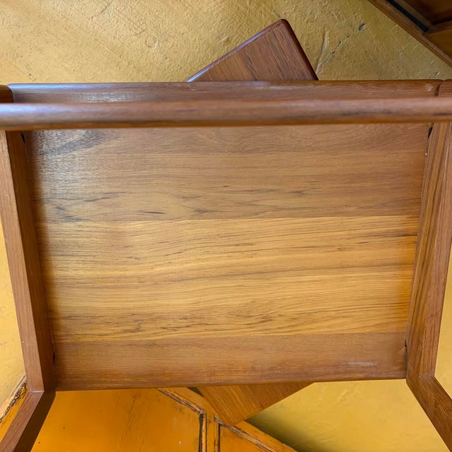 Solid Teak Danish Modern Sled Leg Vintage Nesting Tables For Sale - Image 10 of 11