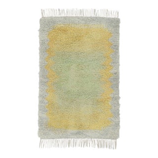 Vintage Swedish Rya Rug With Gray and Yellow Gradient Patterm - Rug & Kilim For Sale