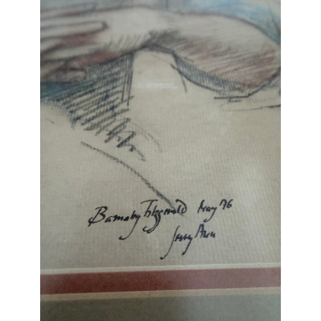 1970s Original Pastel Portrait by Barnaby Fitzgerald Framed Drawing For Sale - Image 9 of 12