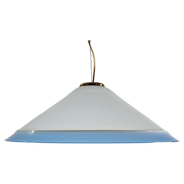 Large White and Blue Murano Glass Pendant, 1970s For Sale - Image 11 of 11
