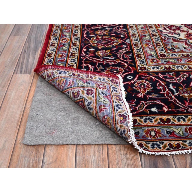 Red 1960 9'9"x13' Ajax Red Hand Knotted Vintage Persian kashan Pure Wool Oriental Rug For Sale - Image 8 of 12