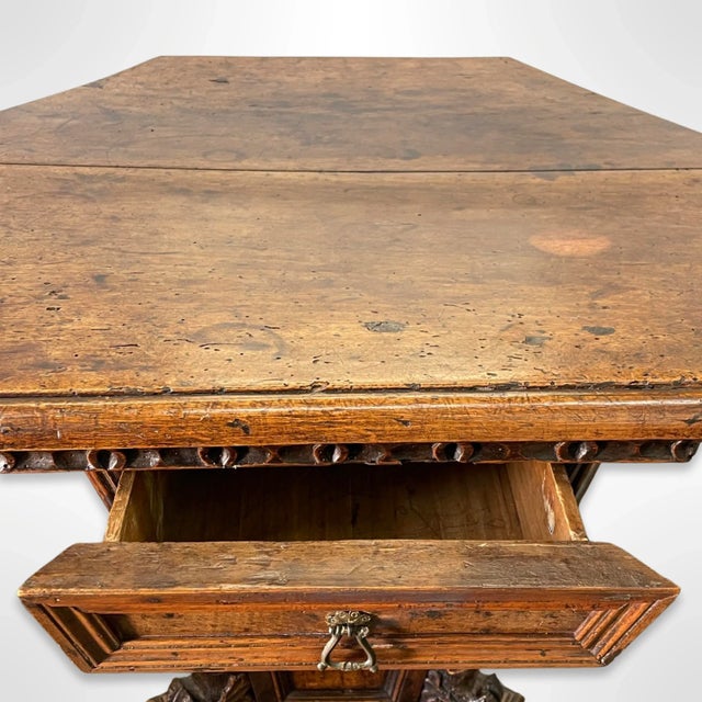 18th Century 18th Century Italian Hand-Carved Walnut Center Table For Sale - Image 5 of 7