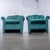 1980’s Art Deco Revival Hollywood Regency Channeled Fan Back Club Chairs W/Teal Chenille Fabric by Perfection Furniture, a Pair For Sale - Image 11 of 18