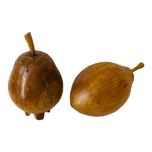 1960s Set of Two Wood Fruit Sculptures Organic Modern