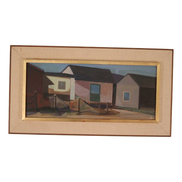 Ragnar Ring, Grötviks Sjöbodar, Söndrum, 1968, Oil on Panel, Framed For Sale