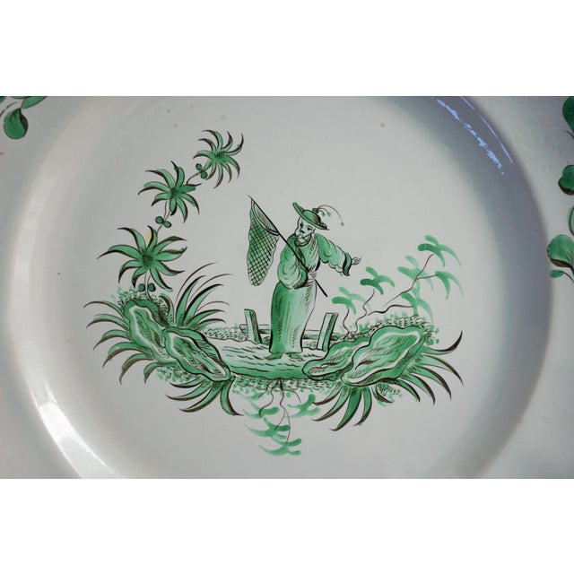 1980s French Chinoiserie St Clément Faience Dinner Plates East Wind Pattern - Set of 8 For Sale - Image 14 of 18