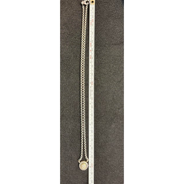 David Yurman Late 20th Century David Yurman Sterling Silver & 18k Gold Cookie / Button Necklace With Diamonds & 16 Inch Chain For Sale - Image 4 of 8