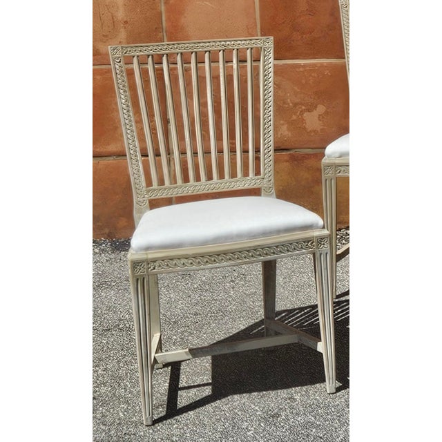 Swedish Gustavian Side Chairs 100% Original Paint Set of 10 For Sale - Image 4 of 5