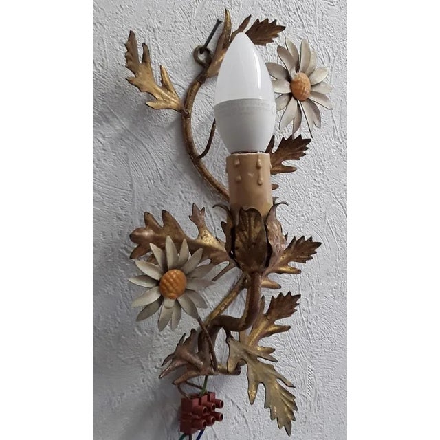 Vintage Wall Lamps in Gilded Floral-Worked Iron by Hans Kögl, 1970s, Set of 2 For Sale - Image 11 of 11