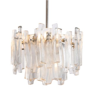 Fuente Chandelier in Ice Glass from Kalmar, Germany, 1970s For Sale