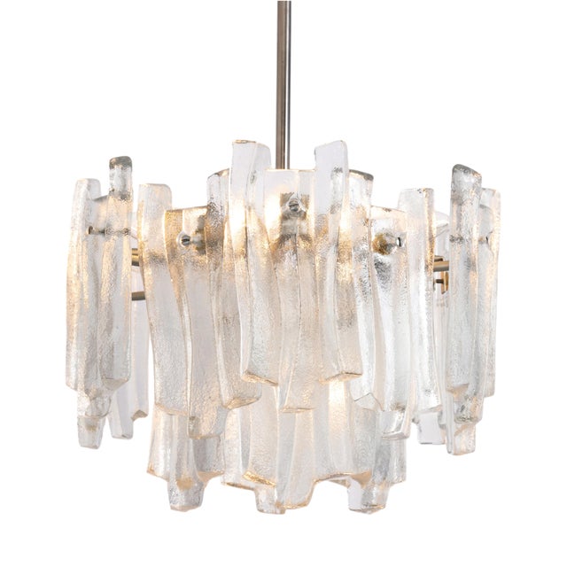 Fuente Chandelier in Ice Glass from Kalmar, Germany, 1970s For Sale
