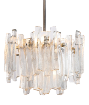 Fuente Chandelier in Ice Glass from Kalmar, Germany, 1970s