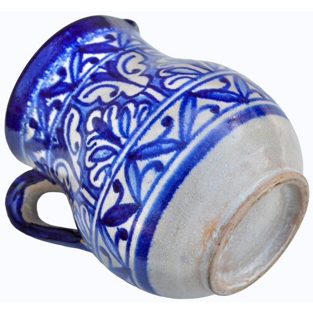 Early 20th Century Handmade Andalusian Ceramic Pitcher Accent W/ Blue Hues For Sale - Image 9 of 9