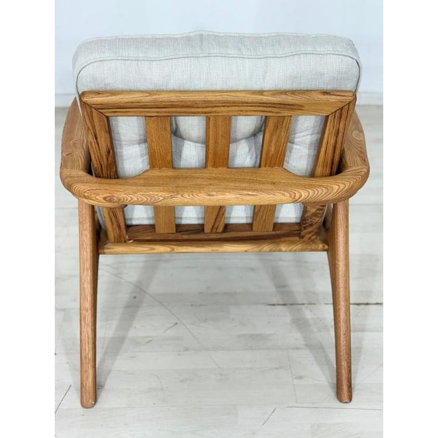Modern Retro Armchair in Chestnut Wood For Sale - Image 10 of 11