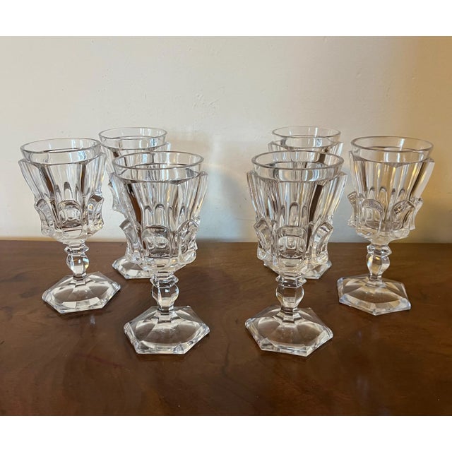Antique 19th Century American Classical Flint Crystal Raised Panel Wine Glasses- Set of 6 For Sale - Image 12 of 13