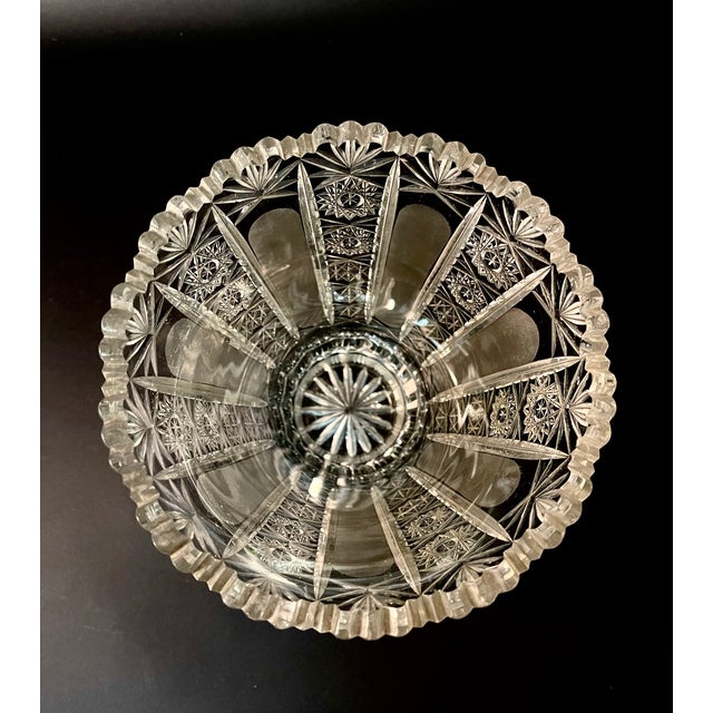 Mid-Century Cut Crystal Trumpet Vase in the style of Baccarat, 1940s For Sale - Image 8 of 9