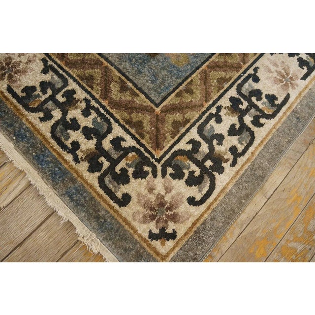 1980s Blue Traditional Crane Floral Vintage Chinese Silk Carpet 3' X 5' Knotted Rug For Sale - Image 11 of 11