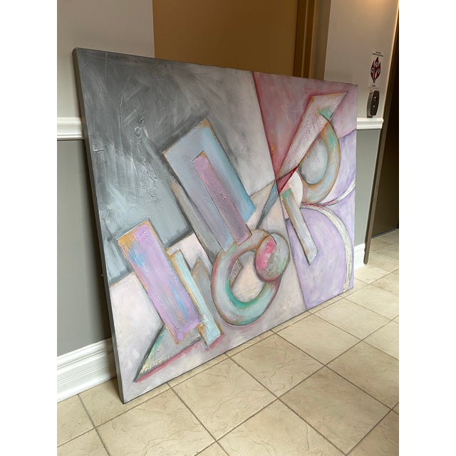 Memphis Group 1980s Postmodern Abstract Monumental Painting – Memphis Milano-Inspired, Signed For Sale - Image 4 of 10