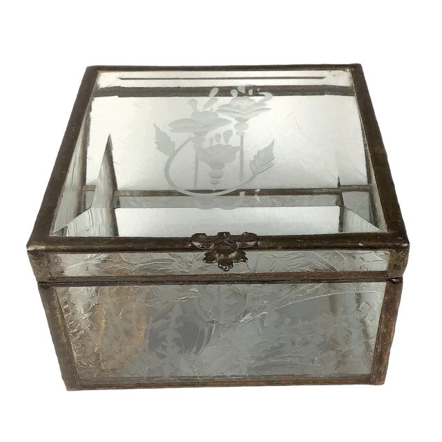Victorian Etched Glass Jewelry Box For Sale - Image 10 of 10