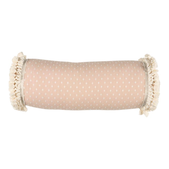 Schumacher Barlow Bolster Pillow In Cameo For Sale