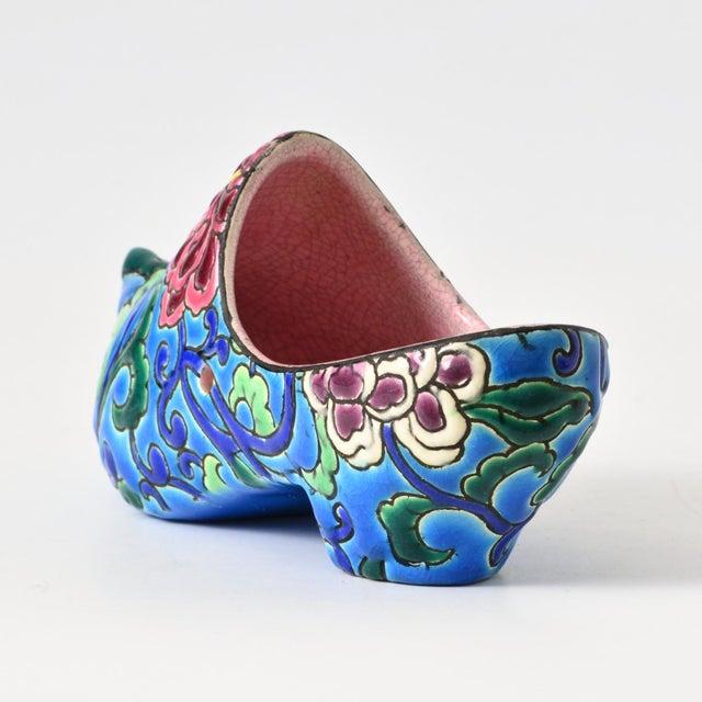 1930s Enameled Pottery Shoe from Longwy, 1930s For Sale - Image 5 of 10