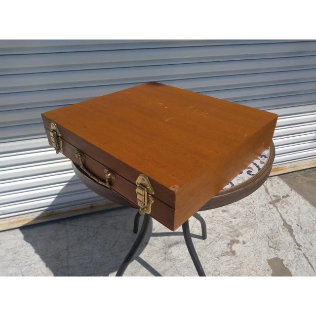 Mid 20th Century Vintage 144 Pc. Set of Thai Nickel Bronze Flatware in Teak Case For Sale - Image 5 of 8