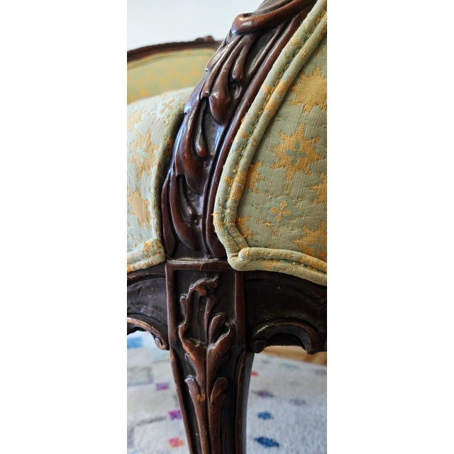 Antique Louis XV Style Bergère Barrel-Back Silhouette Armchair – Rococo Revival, Late 1800s For Sale - Image 10 of 18