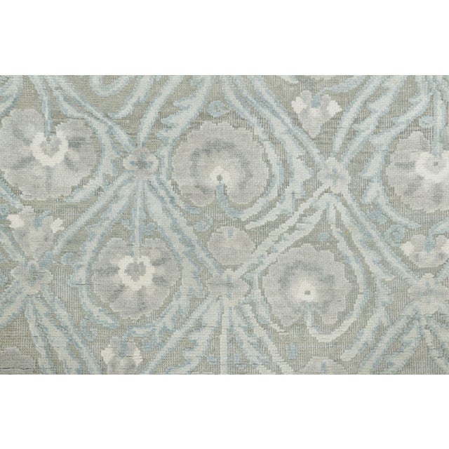 Contemporary Block Print Floral Natural Silk Runner by Rug & Kilim, India For Sale In New York - Image 6 of 8