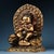 Traditional Late 20th Century Gilt Painted Bronze Manjushri Bodhisattva Sculpture Seated on Lion For Sale - Image 3 of 9