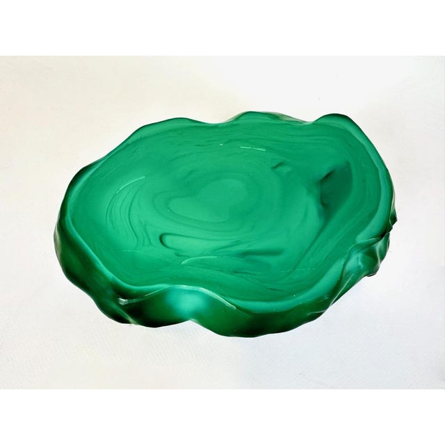 Art Nouveau Style Malachite Glass Bowl by Carlo Conte for František Halamas Železný Brod Workshops, 1940s For Sale - Image 10 of 11