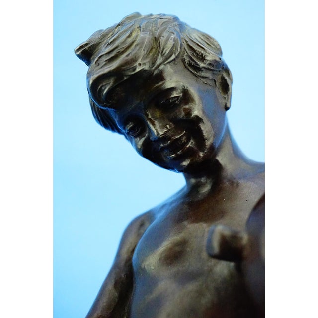 Large 20th Century Antimony Water Carrier Sculpture with Marble Base, Naples, Italy For Sale - Image 14 of 18