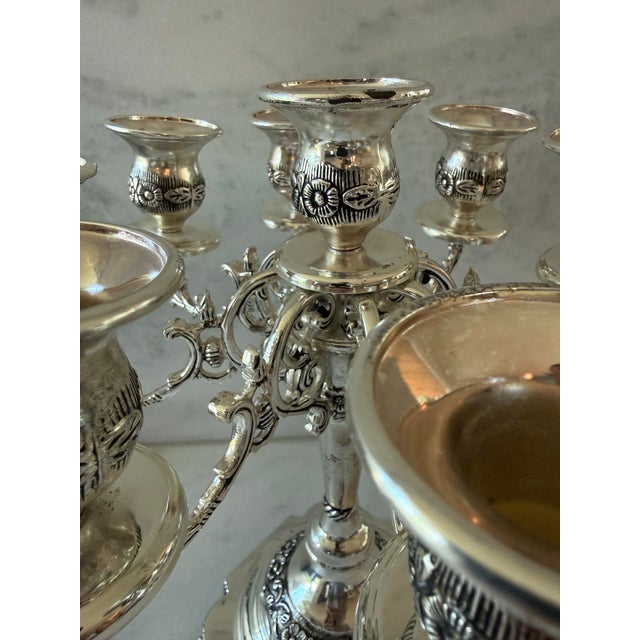 Late 20th Century Vintage Silver Plate Multi-Branch Candelabra For Sale - Image 5 of 7