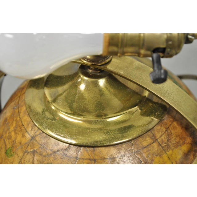 Vintage Italian Regency Style Brass & Wood Old World Globe Table Lamp by Hart For Sale - Image 13 of 18