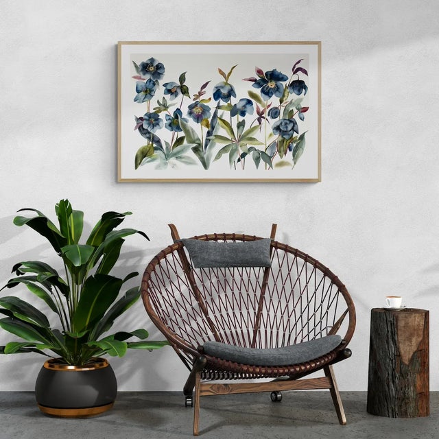 Modern "Hellebores No. 2" Contemporary Original Botanical Garden Flowers Watercolor Painting by Elizabeth Becker For Sale - Image 3 of 3