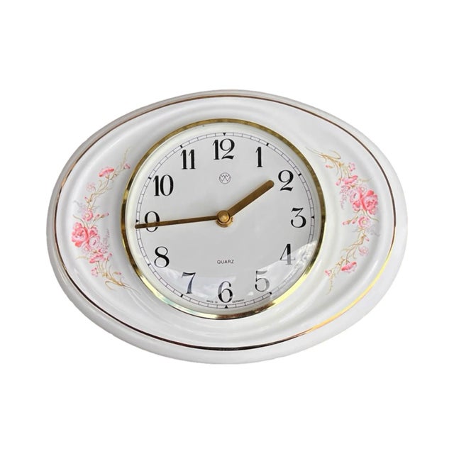 Wallendorfer Porzellan Porcelain Wall Clock, Germany 1980s Quartz For Sale - Image 10 of 12