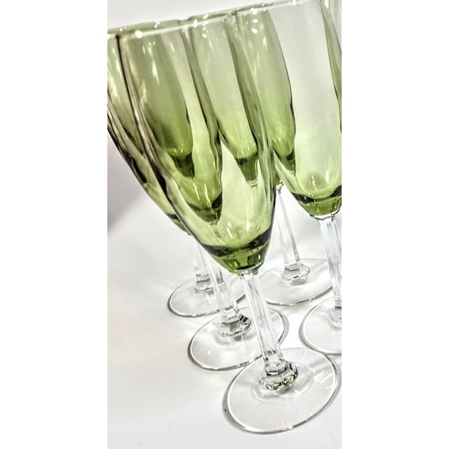 Green Vintage Avacado Green Champagne Flutes-Set of 6 For Sale - Image 8 of 11