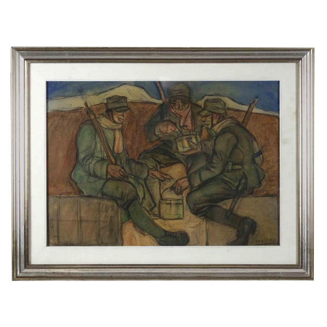 Aroldo Bonzagni, Soldiers, Drawing, Early 20th-Century For Sale