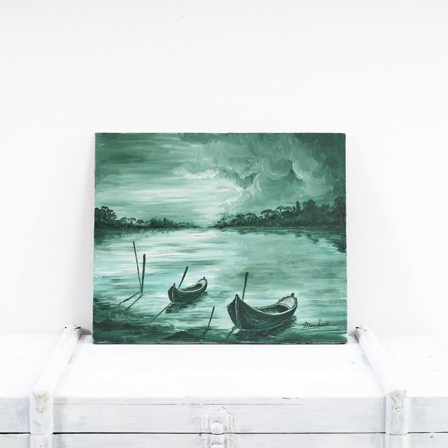 Unknown, Aquatic Landscape, 2000s, Oil on Canvas For Sale - Image 5 of 5