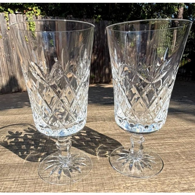 Contemporary Vintage Lenox Charleston Crystal Iced Tea Glasses 6.75" Set of 2 Hand Blown For Sale - Image 3 of 5