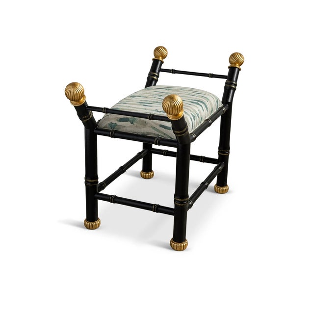 Hollywood Regency Boca Black Wildcrest Moss Bamboo Bench For Sale - Image 3 of 8