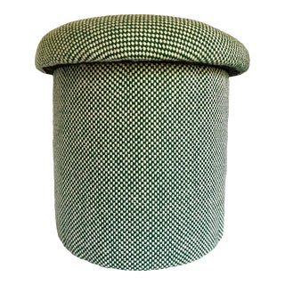Custom Made Mushroom Ottoman Footstool in Green/White Check For Sale