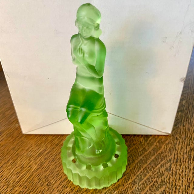 Czech Green Glass Figure of Lady Flower Frog For Sale - Image 11 of 11