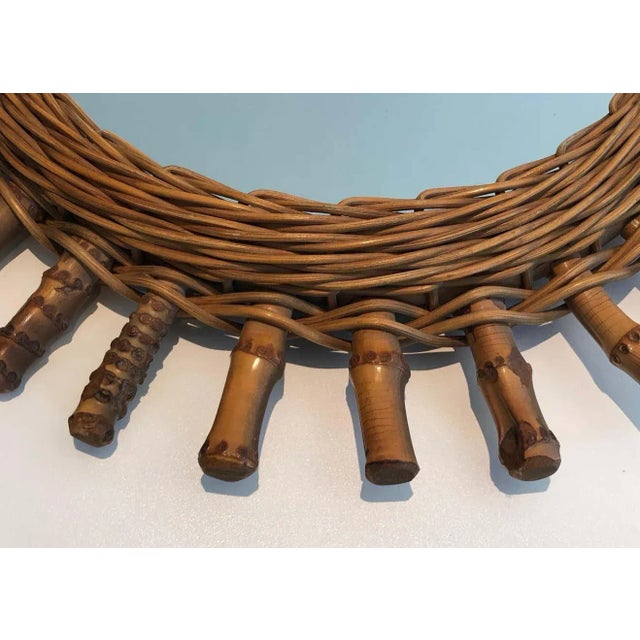 1970s Round Rattan Mirror For Sale - Image 10 of 13
