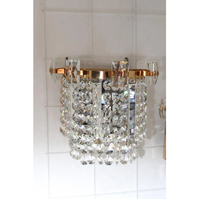 Gold Lead Crystal Wall Lights from Maderna, 1960s, Set of 2 For Sale - Image 8 of 9
