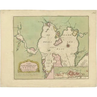 Antique Map of the Bahia Todos Santos Brazil by Tirion, 1750 For Sale