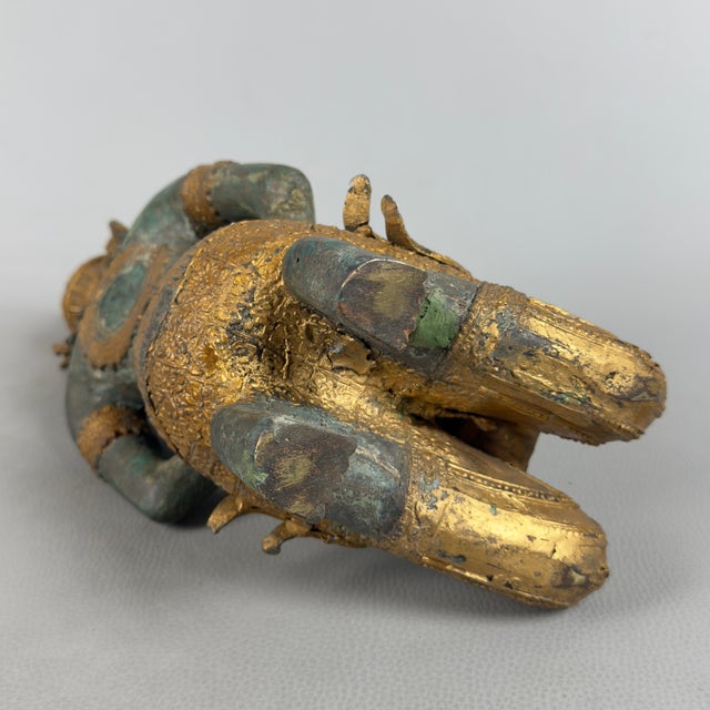 Forest Green Thai Teppanom Bronze Statue of God, 1930s For Sale - Image 8 of 12