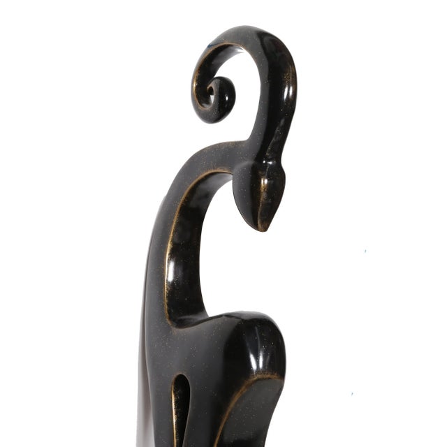 Black 1980s Wood Antelope Sculpture on Metal Base For Sale - Image 8 of 9