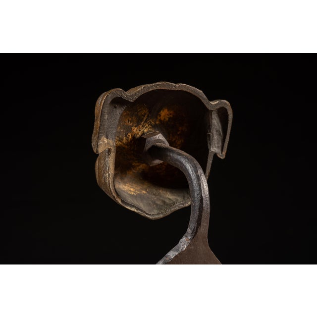 Early 20th Century Early 20th Century Arts & Crafts Forged-Iron Bulldog Andirons — A Pair For Sale - Image 5 of 9
